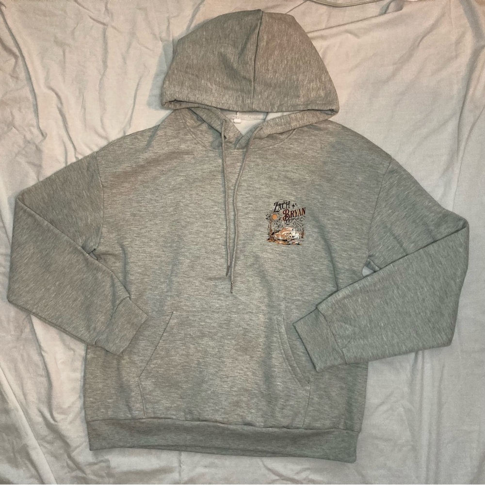 Zach Bryan Screen-printed Hoodie Size Large Gray